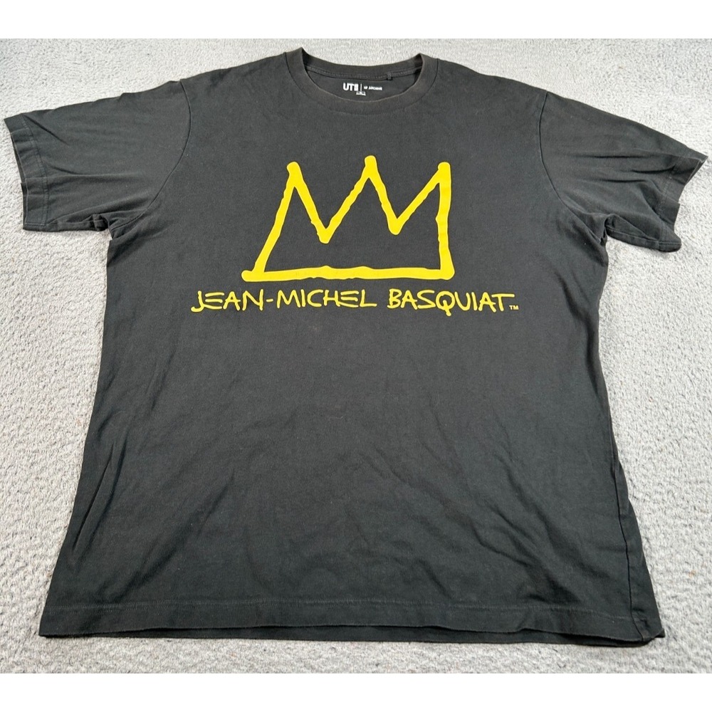 Uniqlo UT Archive Jean-Michel Basquiat Shirt Men XL‎ Black Cotton Crown Graphic